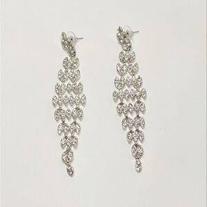 Silver-Plated Cubic Zirconia Chandelier Earrings